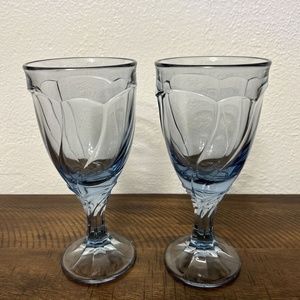 2 Noritake Sweet Swirl Light Blue Water Goblet 7 3/8” Set Of 2